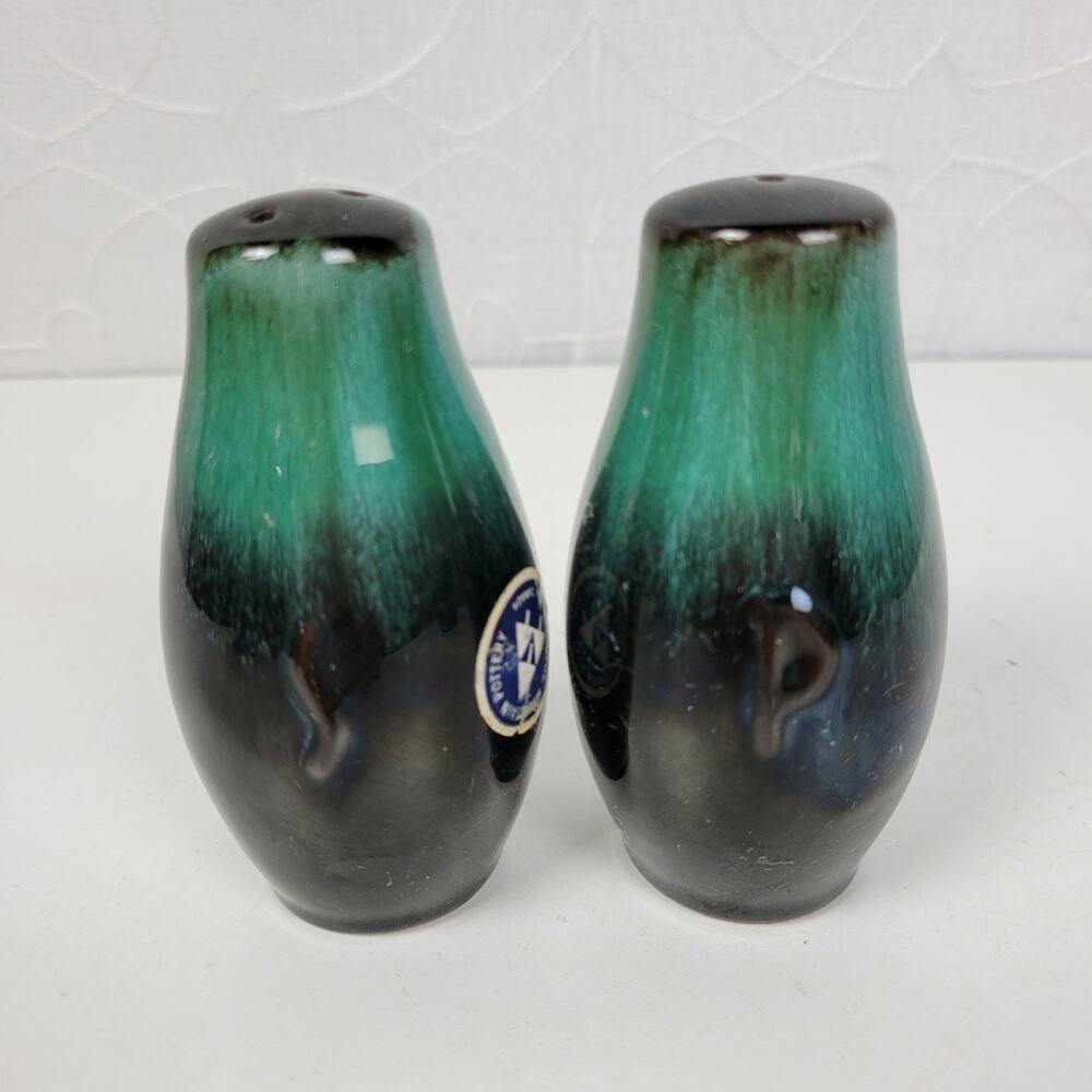 Vintage Blue Mountain Pottery Table Set Green Drip Glaze Ceramic Set of 4 - Picture 13 of 16